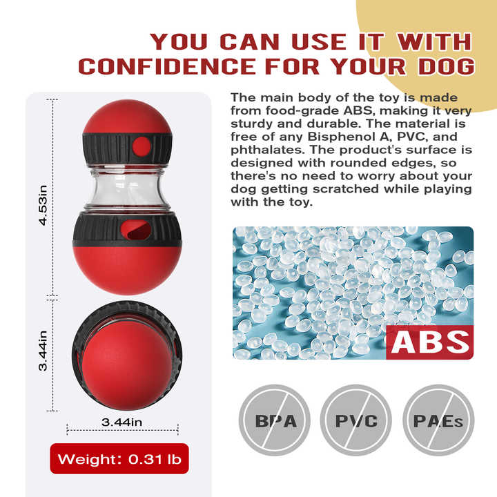 Red Interactive Dog Slow Feeder Toy - Food Dispenser Ball for Healthy Digestion — image 5