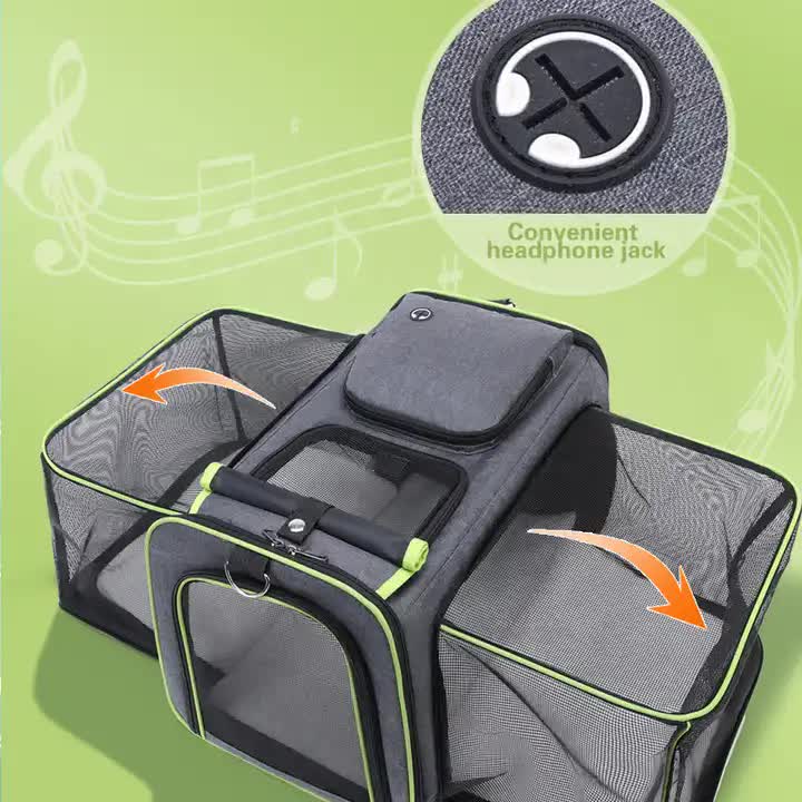 Gray Blue Foldable Portable Pet Carrier Bag - Large Capacity Travel Backpack for Cats and Small Dogs, Expandable Car Pet Bag, Handheld Pet Carrier for Outdoor Adventures — image 3