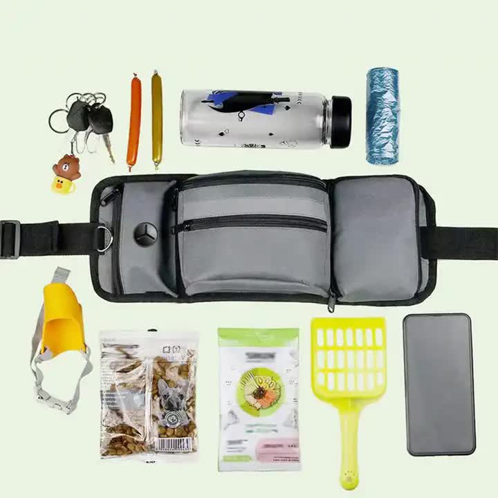 Dog Walking & Training Waist Bag – Treat Pouch & Waste Bag Holder (Black)