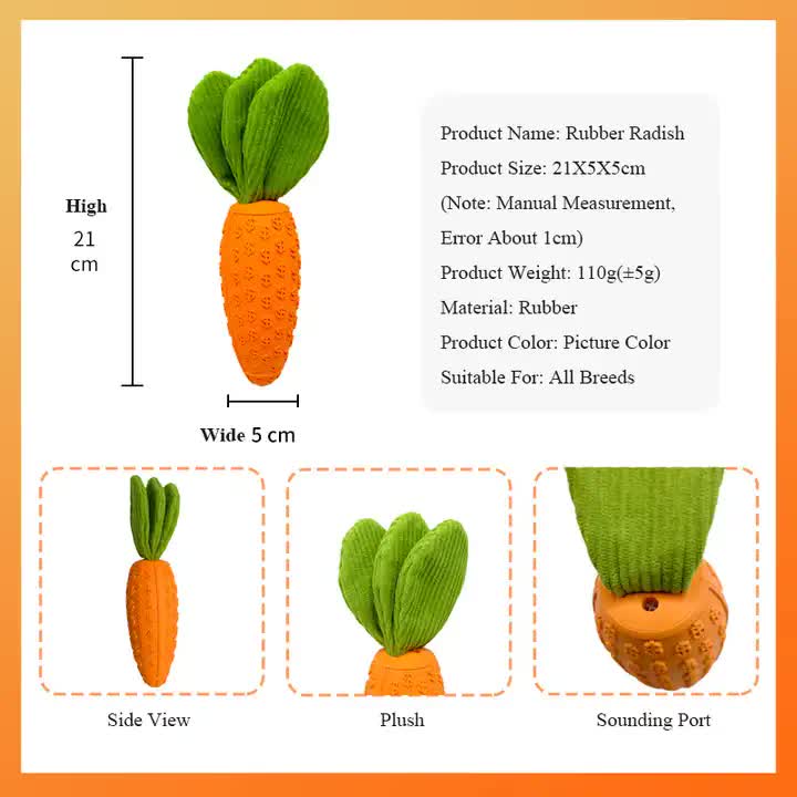 2 PCS Durable Rubber Carrot Dog Toy β Squeaky Chew Toy for Large Dogs, Puppy Teething & Dental Care, Interactive Play for Bored Pets β image 2