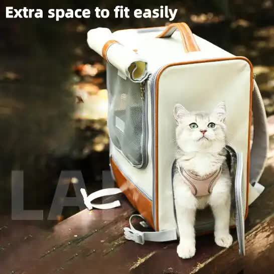 Grey Large Capacity Breathable Foldable Pet Trolley – Travel Cat Carrier with Wheels, Portable, Spacious, and Convenient for Two Cats — image 3