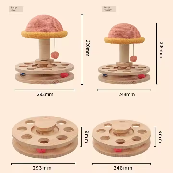Large Pink Interactive Cat Scratching Post with Ball Track – Fun Mushroom-Shaped Cat Toy for Play, Scratching, and Entertainment — image 2