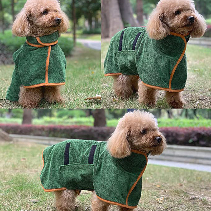 L Grey Pet Dog Quick-Dry Bathrobe - Absorbent Towel Robe for Medium and Large Dogs β image 2