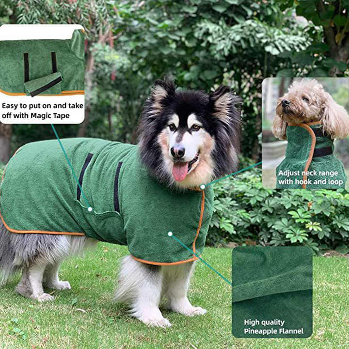 L Grey Pet Dog Quick-Dry Bathrobe - Absorbent Towel Robe for Medium and Large Dogs β image 4