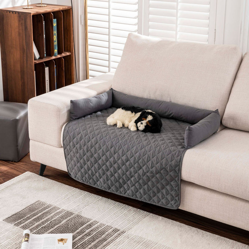 75*75CM Grey Waterproof & Scratch-Resistant Pet Sofa Protector Mat with Pillow | Cat & Dog Bed, Washable, All-Season — image 3