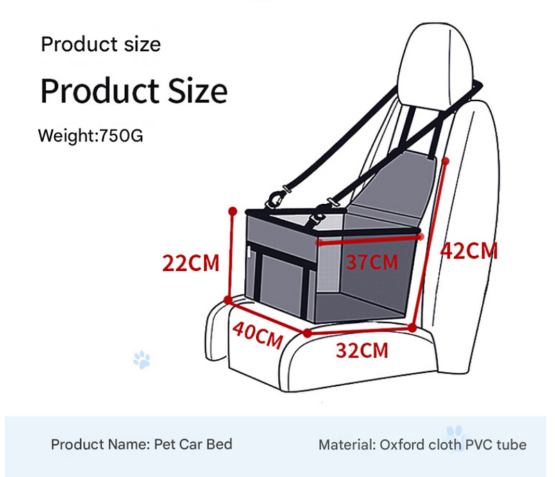 Light Gray Portable Pet Car Seat for Dogs and Cats - Adjustable Car Seat Cover, Pet Travel Car Carrier with Safety Belt — image 2