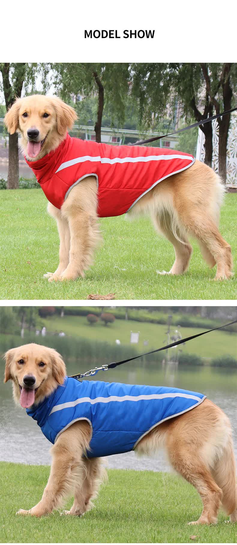 Size 3XL Blue Reflective Winter Dog Jacket - Warm & Waterproof Outdoor Coat for Large Breeds β image 10