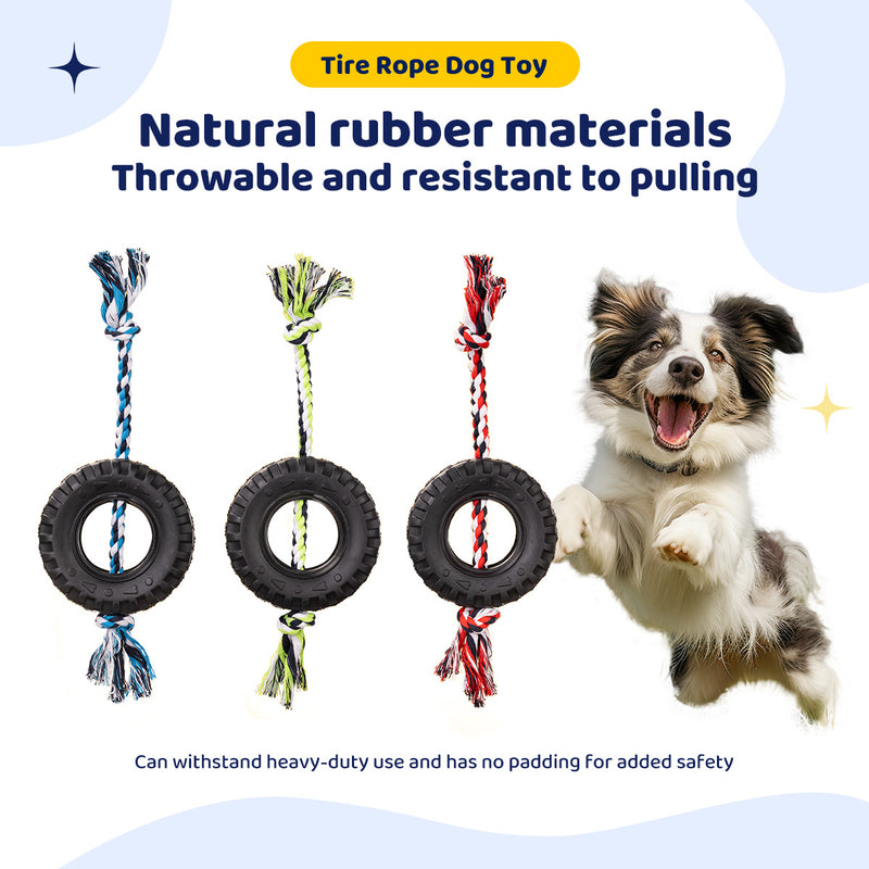 Blue Interactive Tire Rope Dog Toy - Heavy Duty Chew Toy for Dental Health & Play — image 2