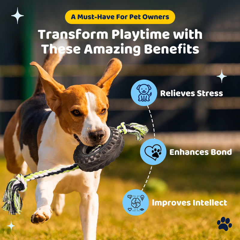 Blue Interactive Tire Rope Dog Toy - Heavy Duty Chew Toy for Dental Health & Play — image 4