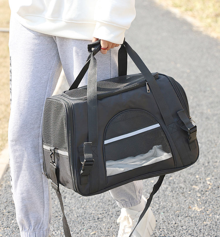 Portable Pet Bag for Small Dogs and Cats - Black Travel Tote with Pet Mat (44x25x28cm) — image 2
