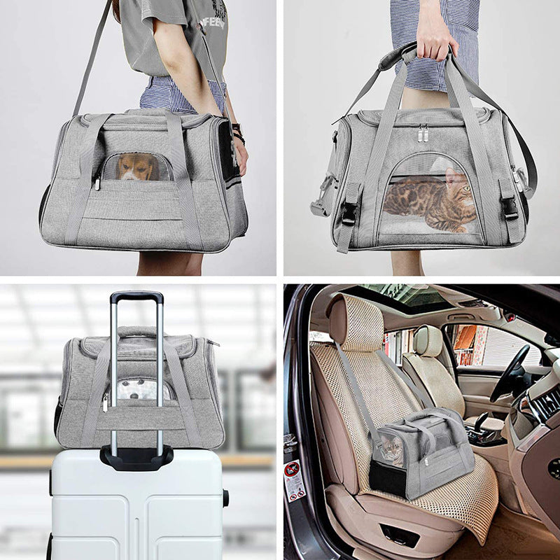 Portable Pet Bag for Small Dogs and Cats - Black Travel Tote with Pet Mat (44x25x28cm) — image 3
