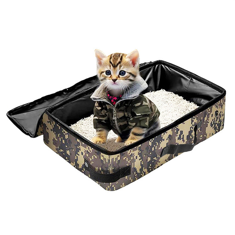 Camouflage Portable Foldable Cat Litter Box - Waterproof Travel Litter Pan for Cats — image 2