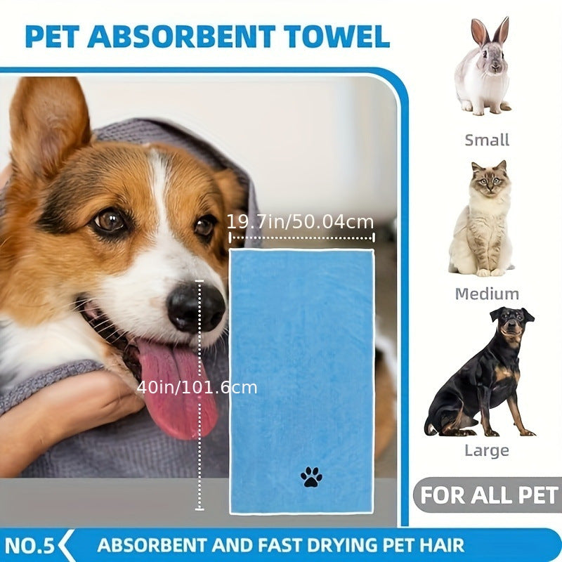 Blue 6-Piece Dog Grooming Bath Set - Absorbent Microfiber Towels & Wash Mitts for Shiny Coats — image 3