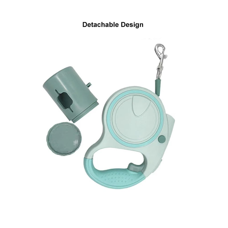 Blue and White 3M Retractable Dog Leash - Built-in LED Light (No Batteries) and Bag Holder — image 3