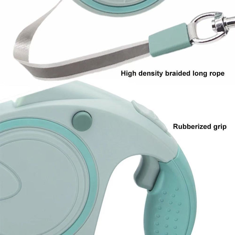 Blue and White 3M Retractable Dog Leash - Built-in LED Light (No Batteries) and Bag Holder — image 4