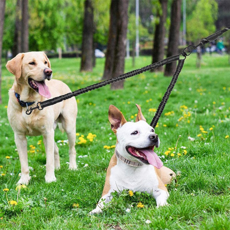 Black Pet Double-Ended Rope + 1.5M Leash - Easy to walk two dogs, tangle-free design — image 2