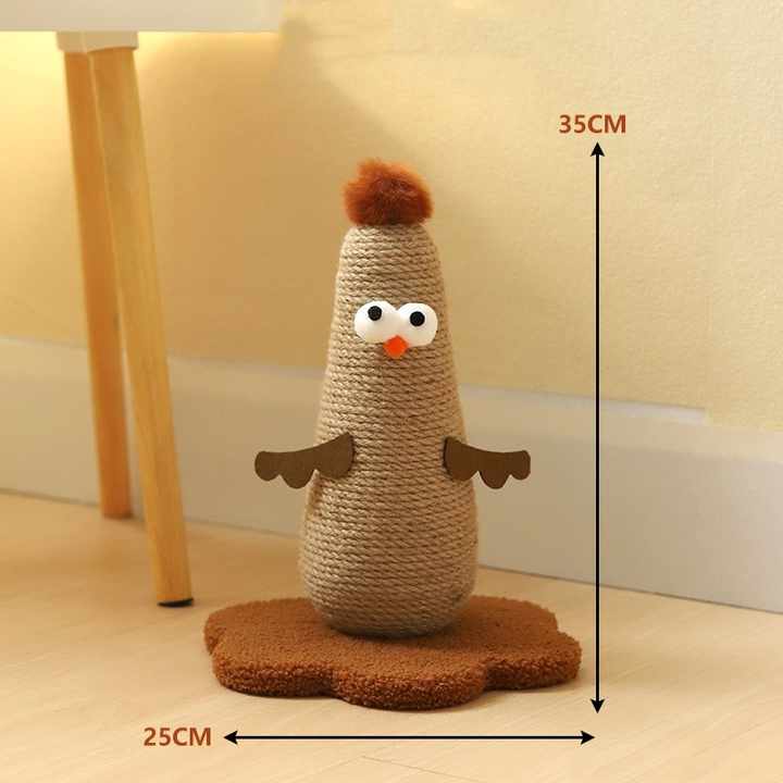 Beige Adorable Chick Cat Scratching Post - Durable Sisal Rope Scratcher Toy for Cats & Kittens β image 3