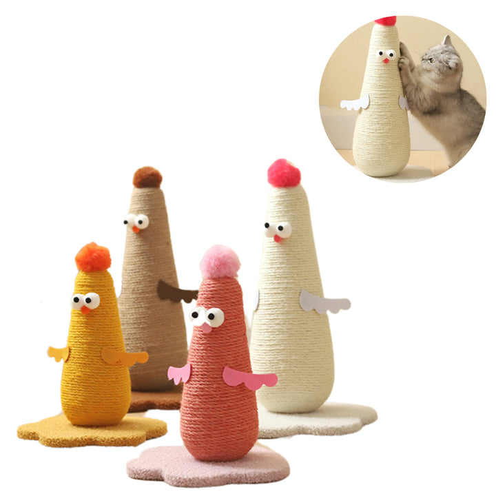 Beige Adorable Chick Cat Scratching Post - Durable Sisal Rope Scratcher Toy for Cats & Kittens β image 6