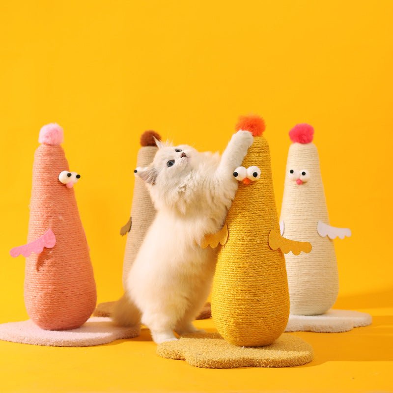 Pink Adorable Chick Cat Scratching Post - Durable Sisal Rope Scratcher Toy for Cats & Kittens β image 2