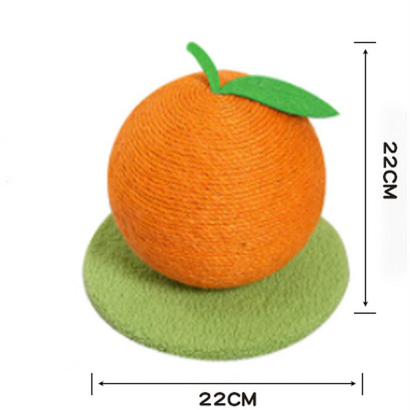 Orange Orange And Green Base Fun Fruit Shaped Sisal Cat Scratcher Ball - Durable Scratching Toy with Stable Base β image 2