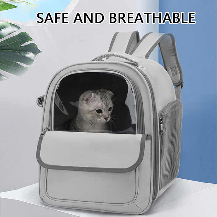 Beige And Black Spacious Pet Carrier Backpack with Clear Window - Comfortable Travel Bag for Cats & Small Dogs — image 4