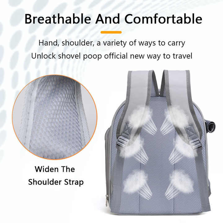 Beige And Black Spacious Pet Carrier Backpack with Clear Window - Comfortable Travel Bag for Cats & Small Dogs — image 5
