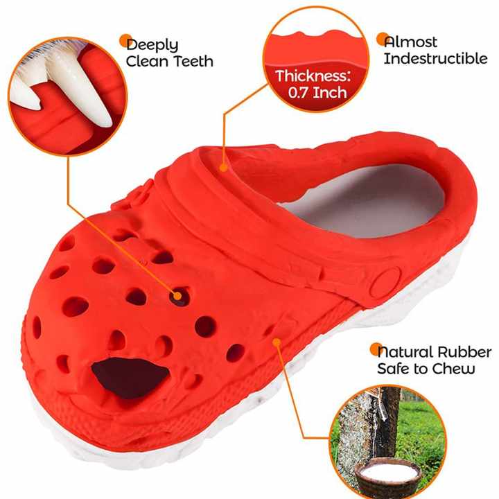 Size L Blue Tough Slipper Dog Chew Toy - Natural Rubber Treat Dispenser & Teeth Cleaner for Interactive Play & Boredom Relief — image 3