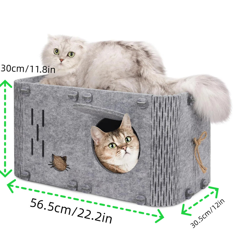 Felt Cat House - Detachable Foldable Breathable Pet Bed for Cats and Small Dogs, 45x35x35cm — image 5