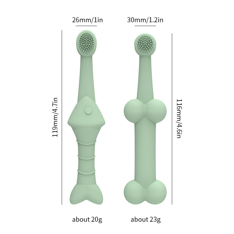6 x Silicone Pet Toothbrush (3 Fish shape and 3 Bone shape) Blue Gentle Food-Grade Silicone Pet Toothbrush - Promotes Healthy Teeth & Gums for Dogs & Cats — image 2