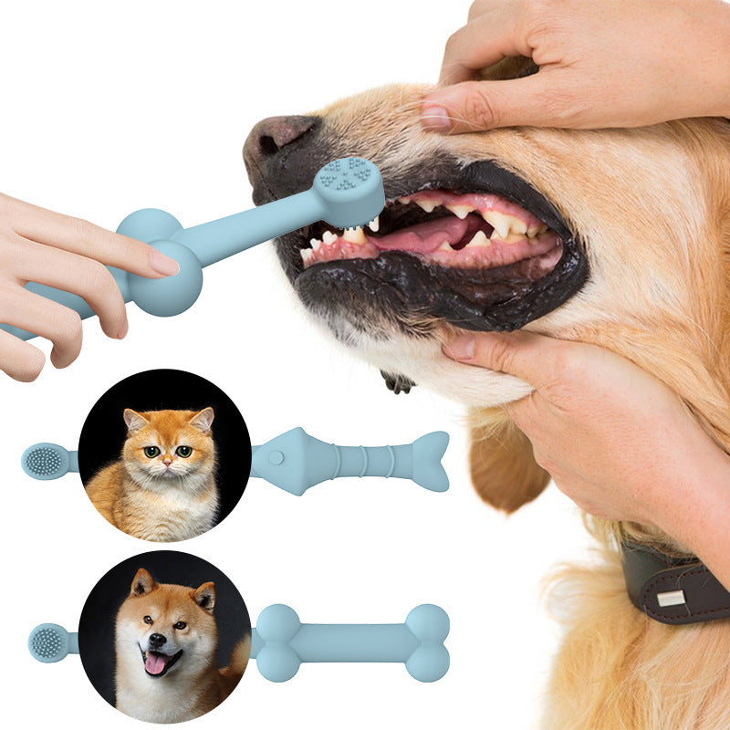 6 x Silicone Pet Toothbrush (3 Fish shape and 3 Bone shape) Beige Gentle Food-Grade Silicone Pet Toothbrush - Promotes Healthy Teeth & Gums for Dogs & Cats — image 5
