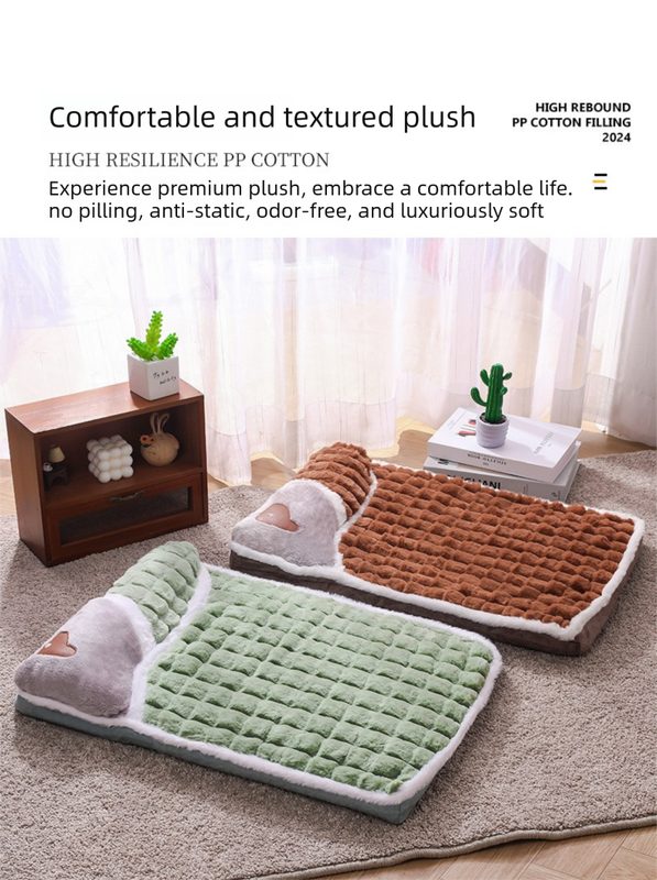 Thickened Pet Sofa Bed XL Size 75x45cm Green Dog Mat with Integrated Pillow Soft Washable Sleeping Pad for Dogs and Cats All Season Comfort β image 4