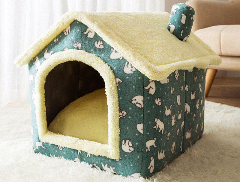 Foldable Pet Cave Kennel – Self-Warming Plush, Removable & Washable — image 9