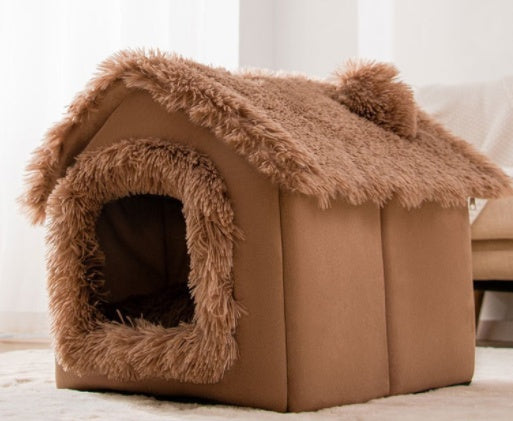Foldable Pet Cave Kennel – Self-Warming Plush, Removable & Washable — image 13
