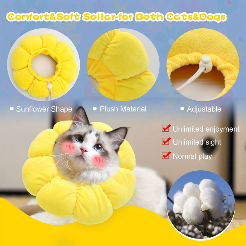 Sunflower Recovery Cone Collar – Adjustable E-Collar for Cats & Small Dogs — image 4