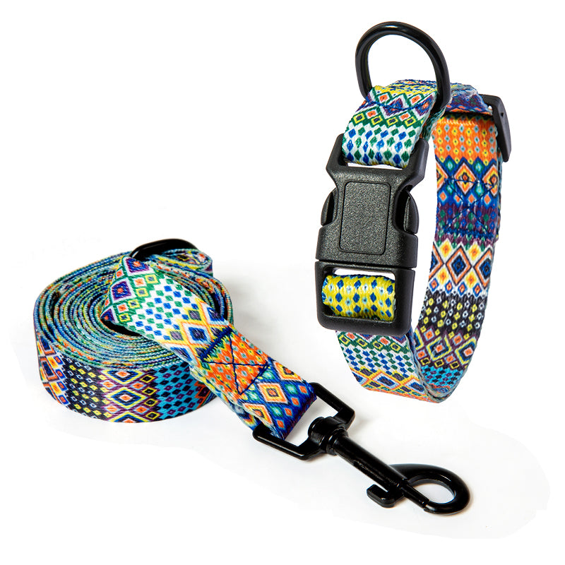 Patterned Dog Collar & Lead Set – Bohemian & Fireworks Designs, S–XL — image 11