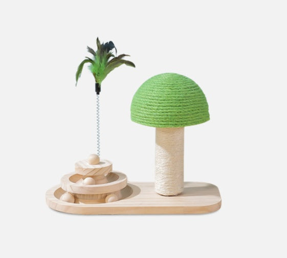 Sisal Ball Cat Scratcher Toy – Double Track, Solid Wood Base — image 2