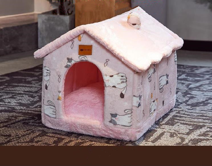 Foldable Pet Cave Kennel – Self-Warming Plush, Removable & Washable — image 8