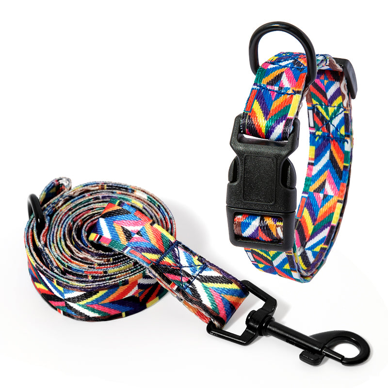 Patterned Dog Collar & Lead Set – Bohemian & Fireworks Designs, S–XL — image 12
