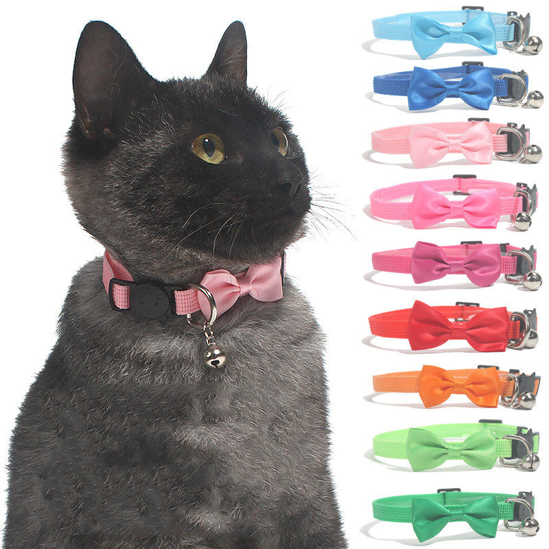 Bow Bell Tie Collar – Adjustable Nylon, Cats & Small Dogs