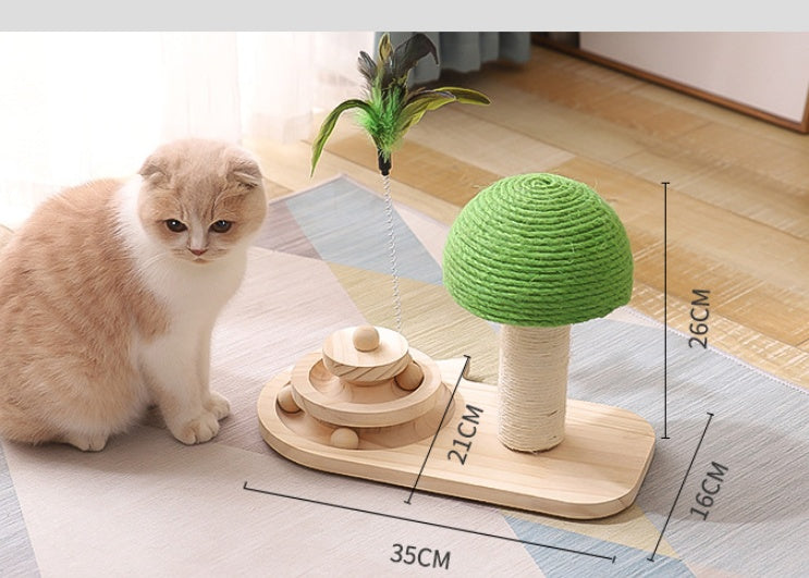 Sisal Ball Cat Scratcher Toy – Double Track, Solid Wood Base — image 5