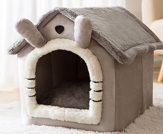 Foldable Pet Cave Kennel – Self-Warming Plush, Removable & Washable — image 19