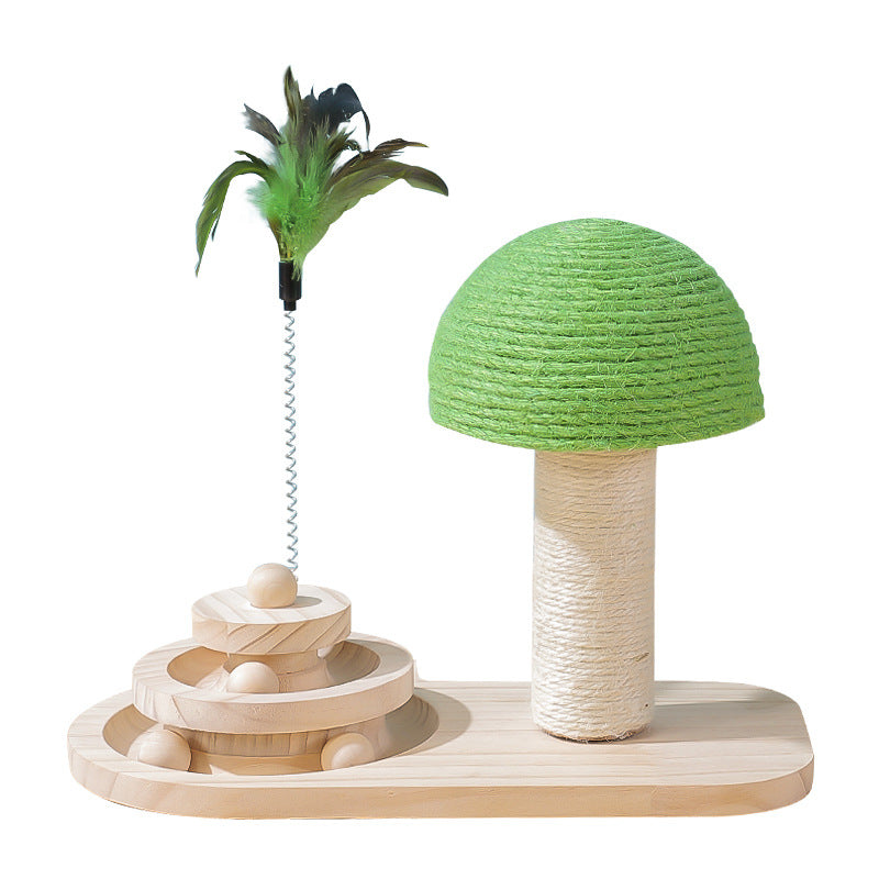 Sisal Ball Cat Scratcher Toy – Double Track, Solid Wood Base — image 3