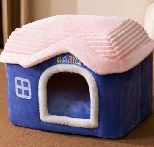 Foldable Pet Cave Kennel – Self-Warming Plush, Removable & Washable — image 11