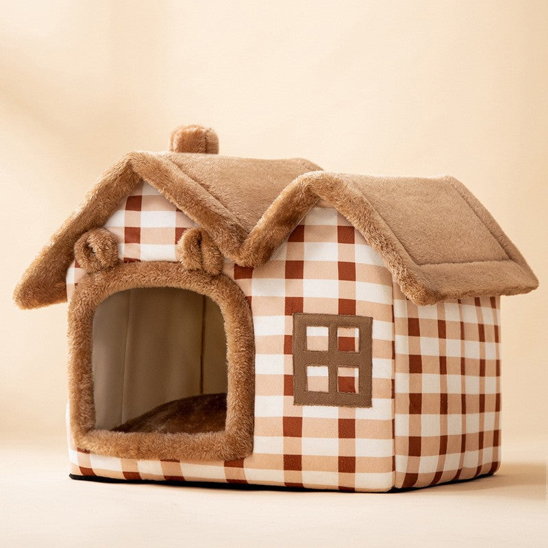 Foldable Pet Cave Kennel – Self-Warming Plush, Removable & Washable — image 16