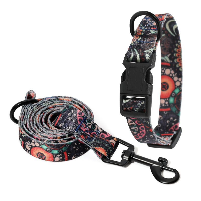 Patterned Dog Collar & Lead Set – Bohemian & Fireworks Designs, S–XL — image 5