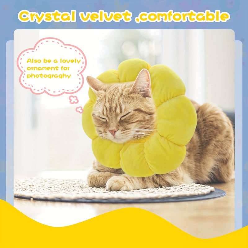 Sunflower Recovery Cone Collar – Adjustable E-Collar for Cats & Small Dogs — image 3