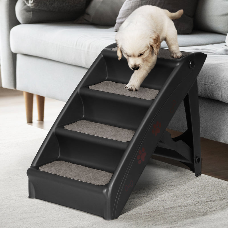 i.Pet Dog Ramp Steps For Bed Sofa Car Pet Stairs Ladder Portable Foldable Black — image 8