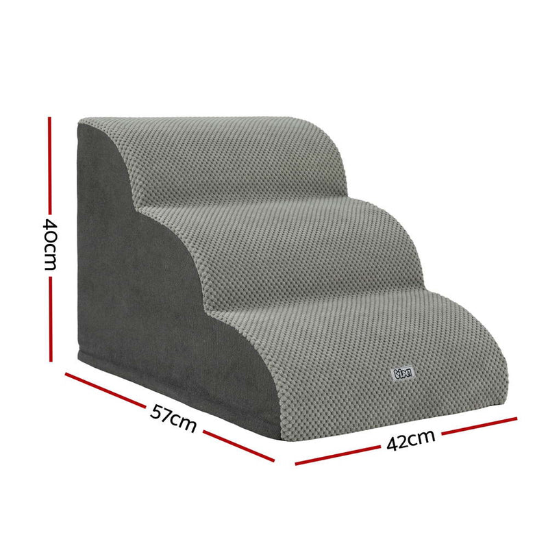 i.Pet Dog Ramp Steps Foam 3 Tier Pet Stairs For Bed Sofa Car Portable Indoor — image 2