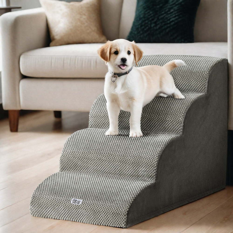 i.Pet Dog Ramp Steps Foam 4 Tier Pet Stairs For Bed Sofa Car Portable Indoor — image 8