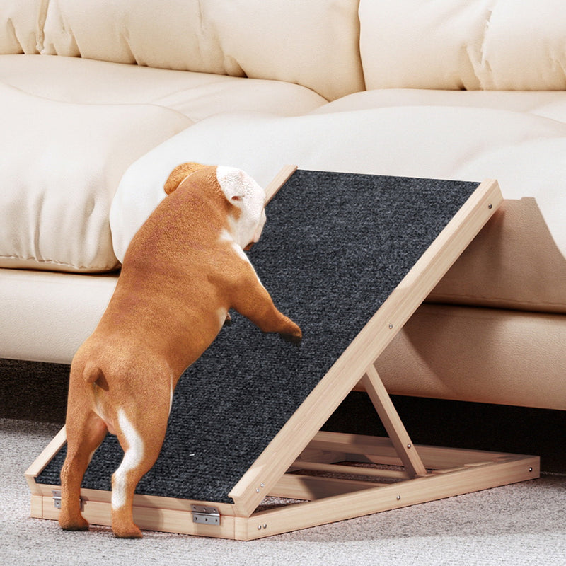 i.Pet Dog Ramp 70cm Adjustable Height Wooden Steps Stairs For Bed Sofa Car Foldable — image 7